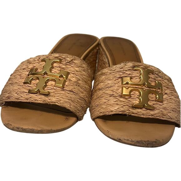 Tory Burch Everly Raffia Block Sandal Slide Size 6 - Picture 2 of 6